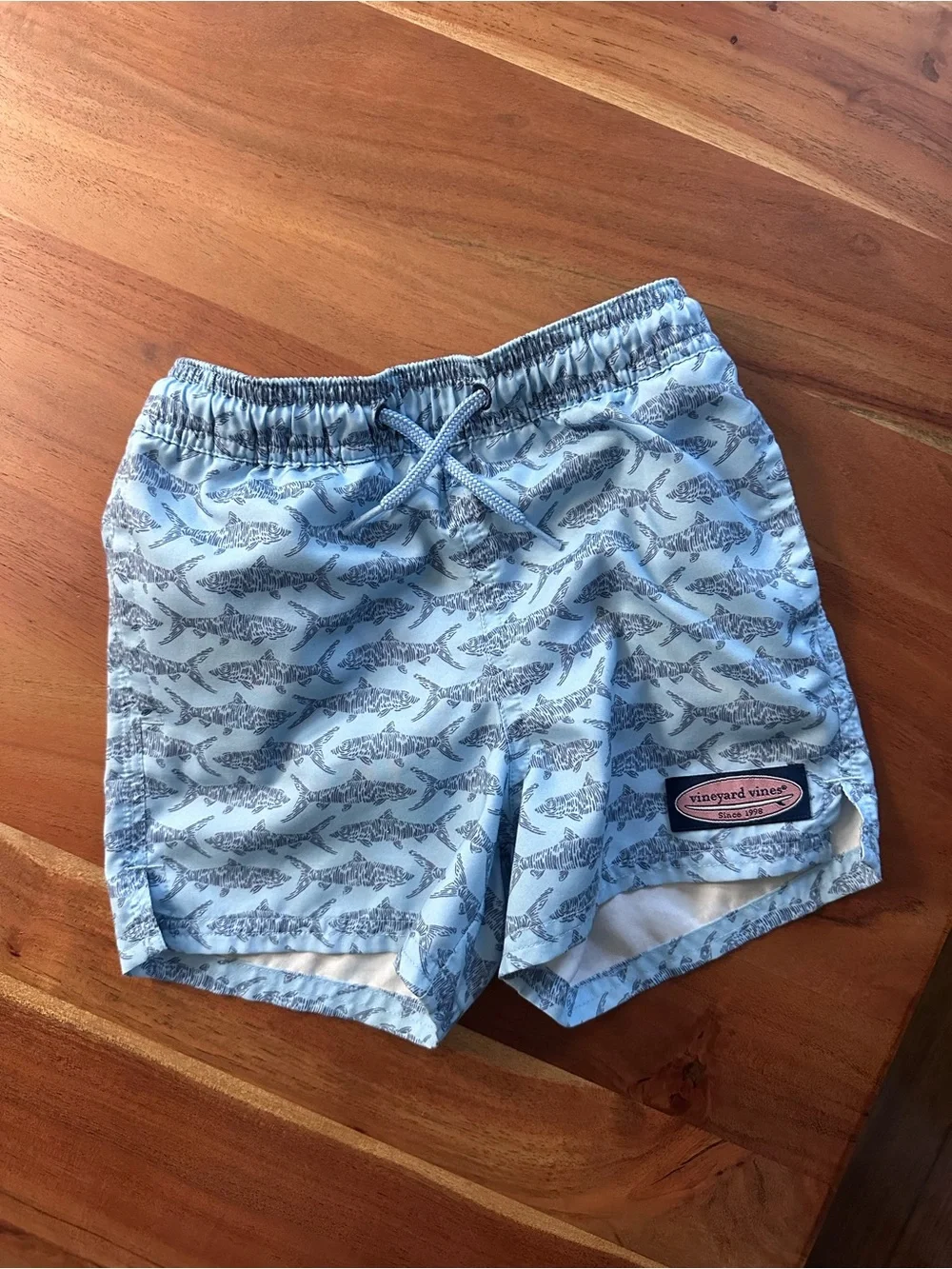 Vineyard Vines Kids 4T Sky Blue Shark Swim Trunks